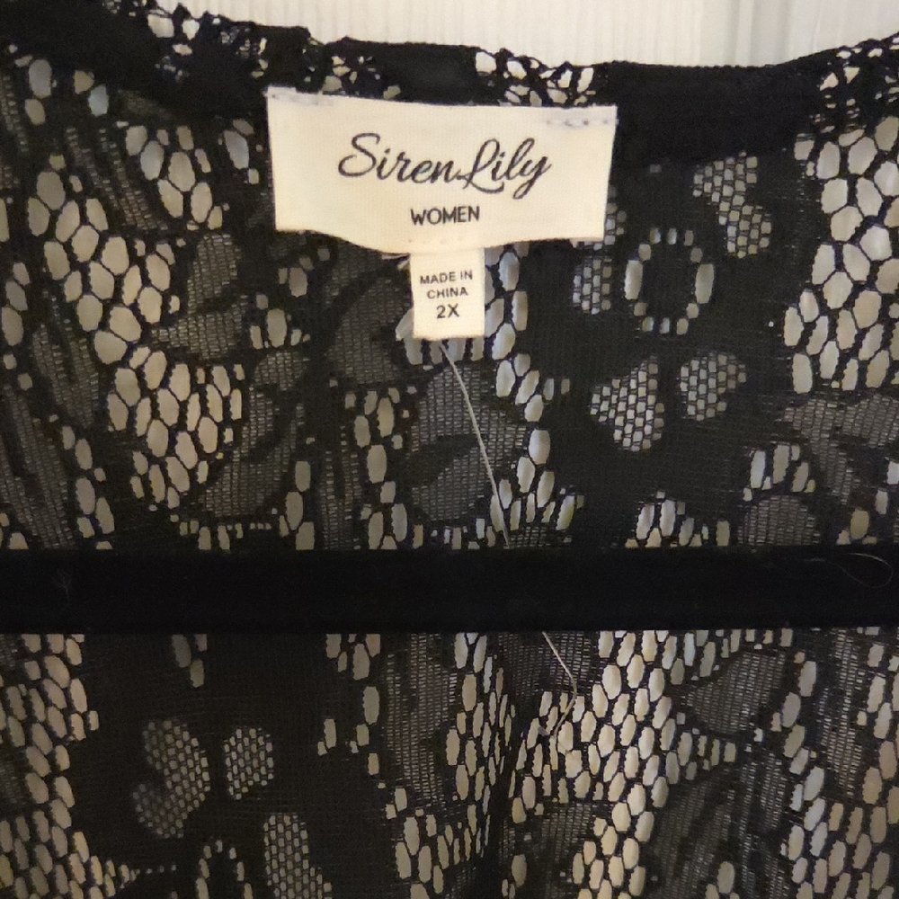 Siren Lily Black Lace Fringe Kimono Cover-Up/ Robe - Picture 4 of 5